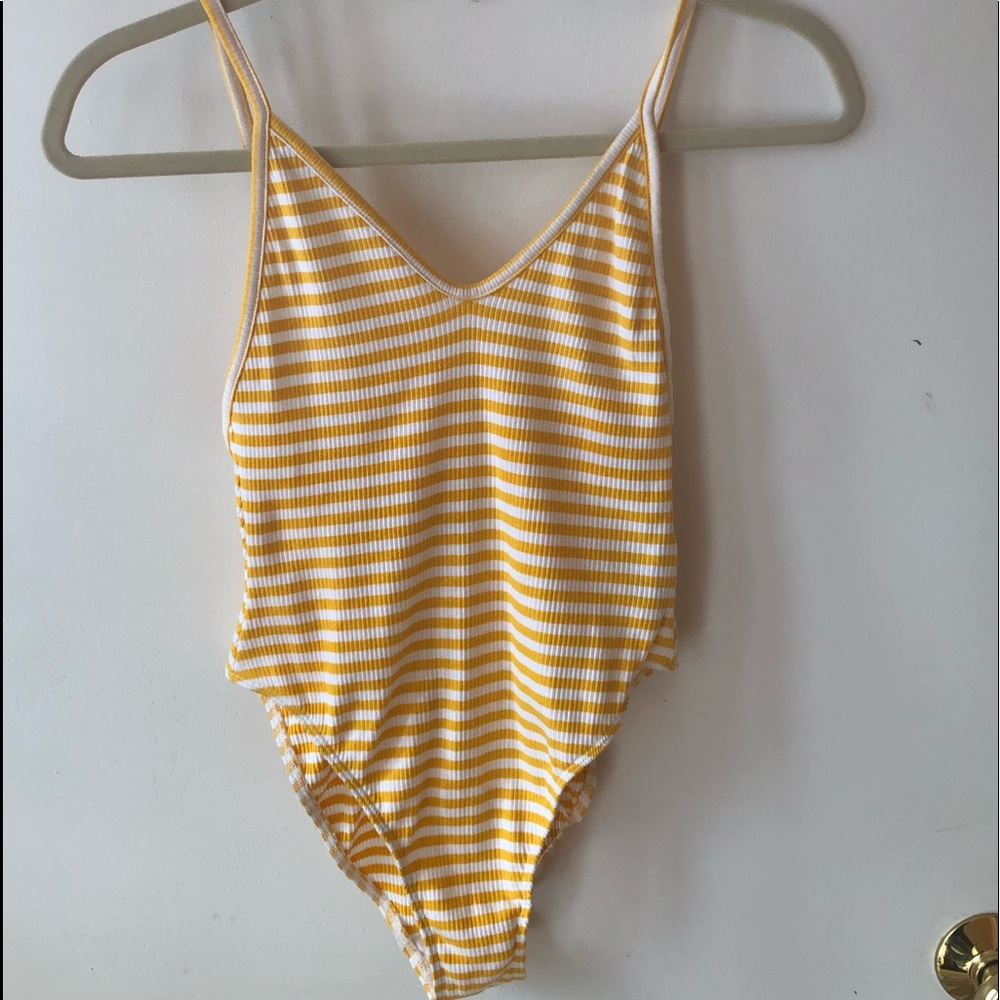 UO yellow striped tank top bodysuit